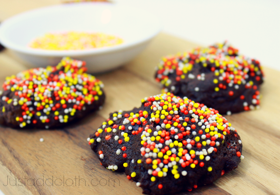 Chocolate Chocolate Pumpkin Brownie Cookies with Cinnamon & Sprinkles