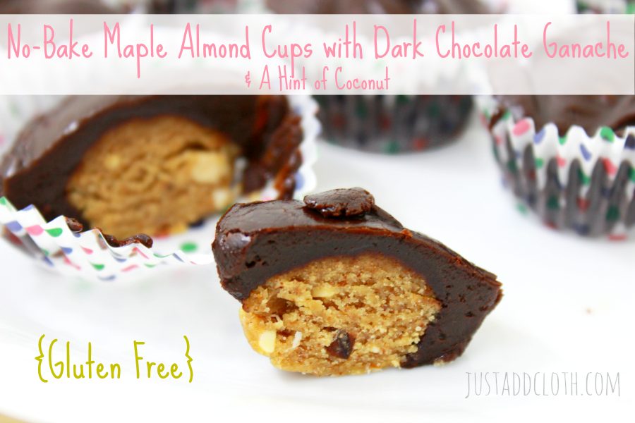 No-Bake Maple Almond Cups with Dark Chocolate Ganache & A Hint of Coconut {Gluten Free} 1