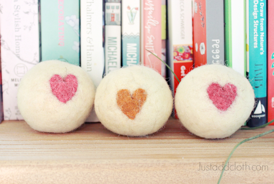Wool Dryer Balls with Hearts DIY