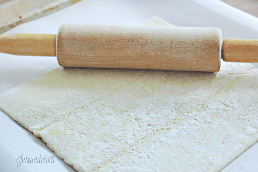 pastry dough and rolling pin