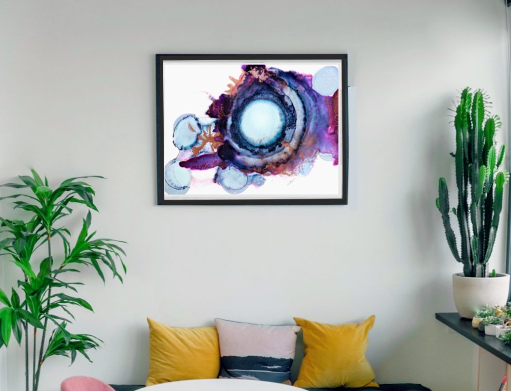 purple blue copper abstract wall art