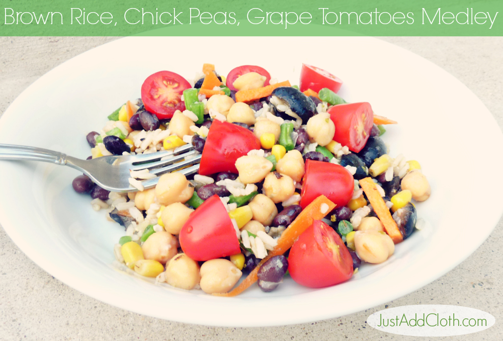Brown Rice, chick pea, and grape tomato salad