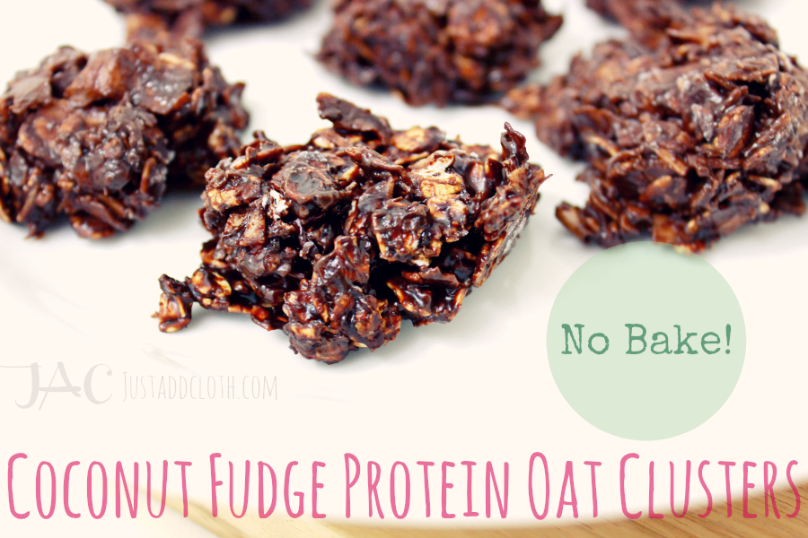 No Bake Coconut Fudge Protein Oat Clusters