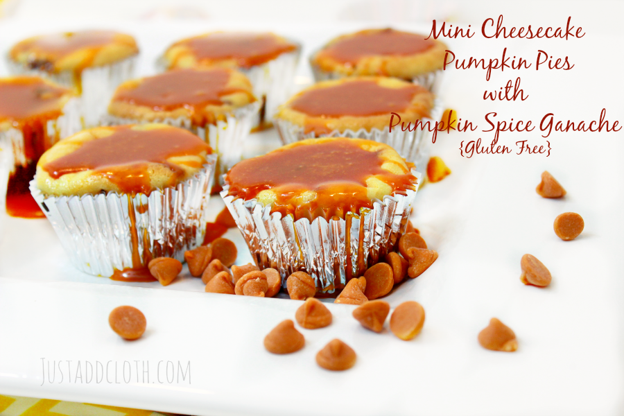 Mini Cheesecake Pumpkin Pies with Pumpkin Spice Ganache {Gluten Free}