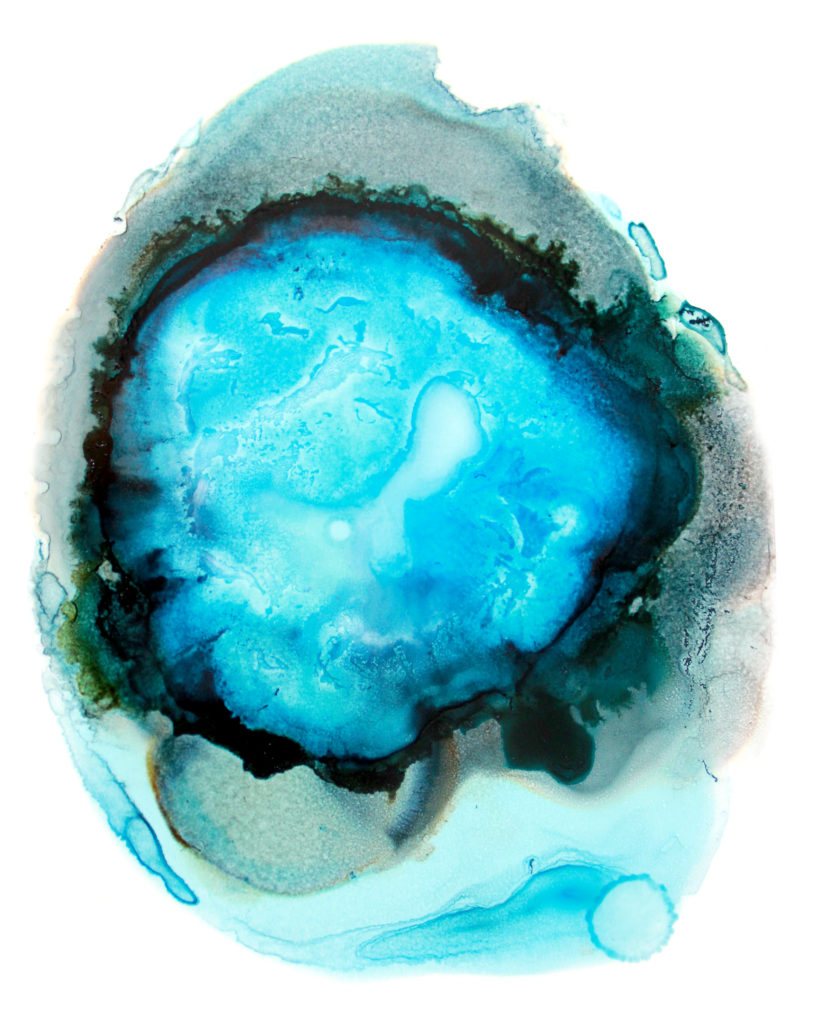 blue black geode abstract painting