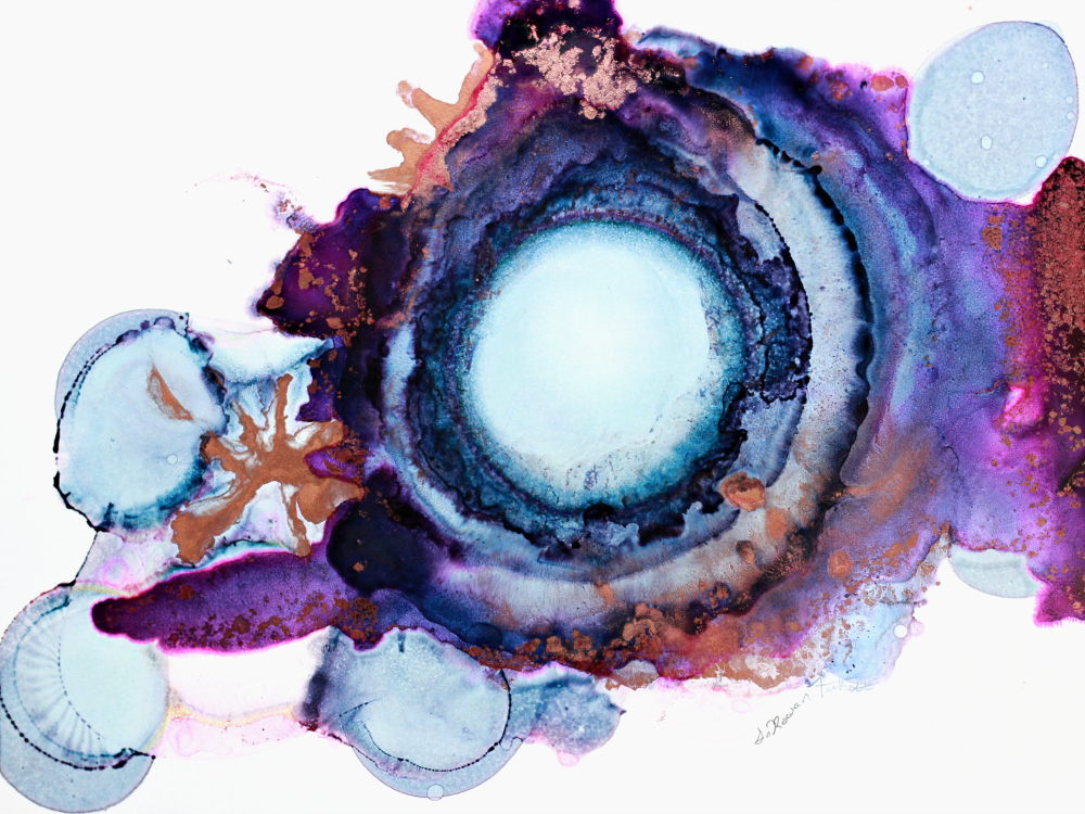 colorful abstract painting by s. tackatte at lake and river co