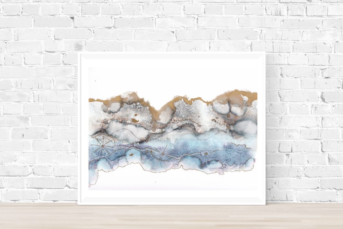 blue and gold abstract painting