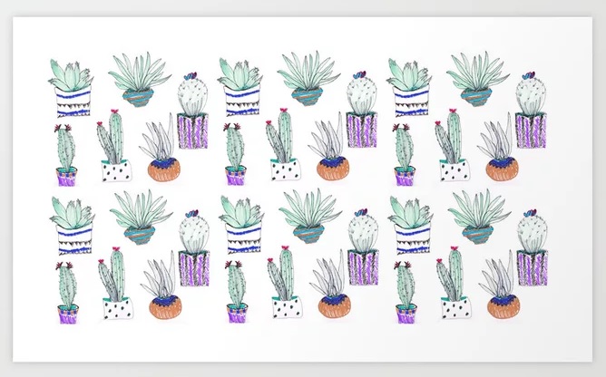 Cactus Botanical Plant Line Sketch Art Print