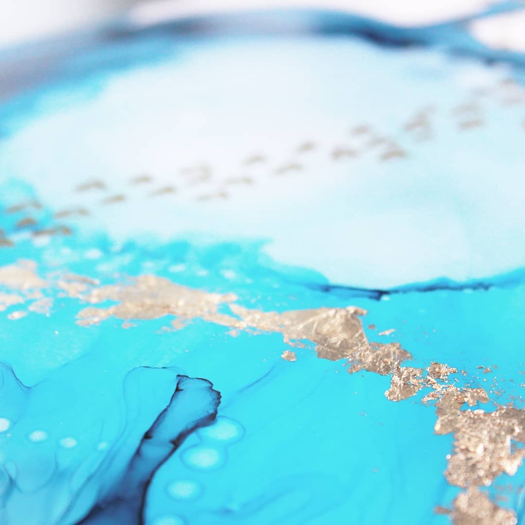 blue and gold abstract painting