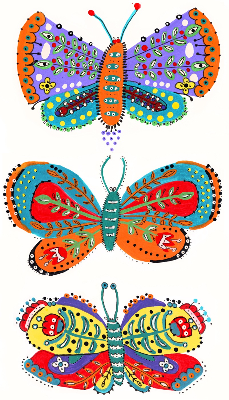 butterfly folk art print