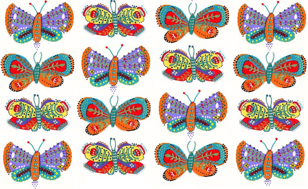 butterfly folk art pattern