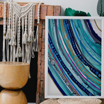Blue Rainbow Abstract Art Print, Enter The Light