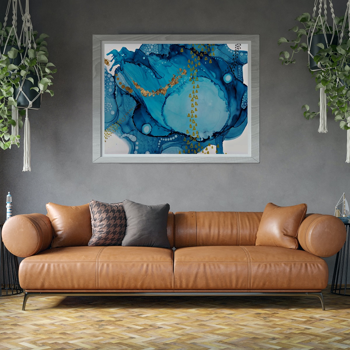 Blue Abstract Map Art Print, Journey of A Lifetime