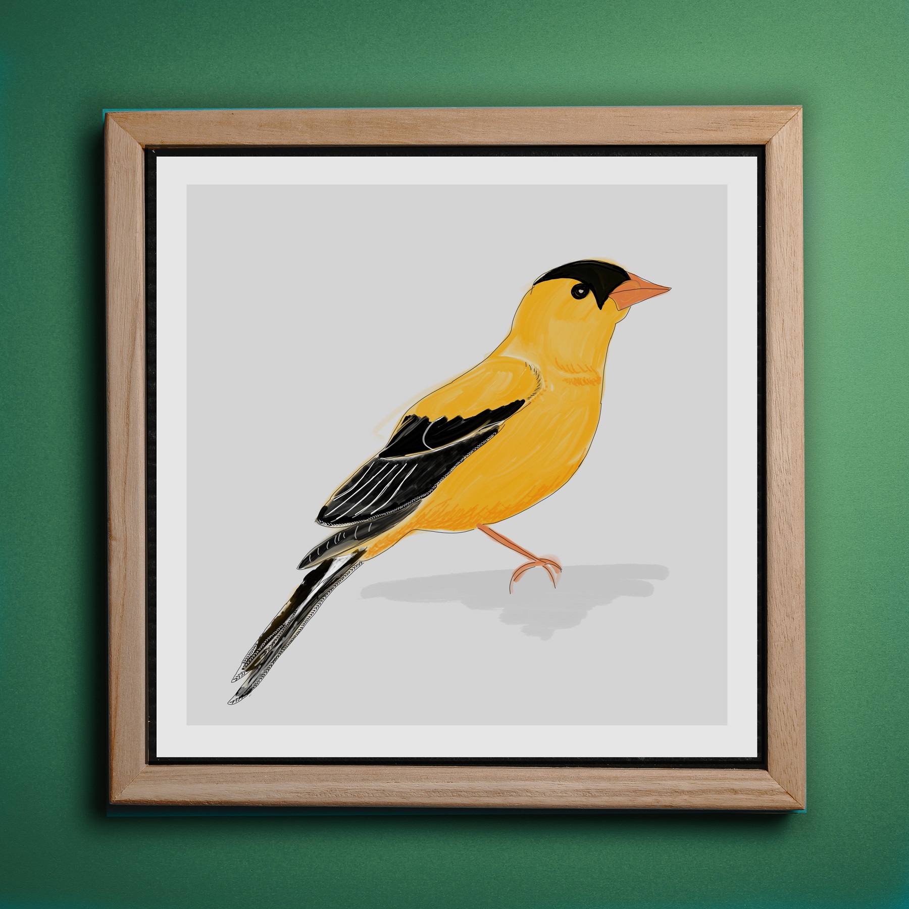 gold finch bird painting