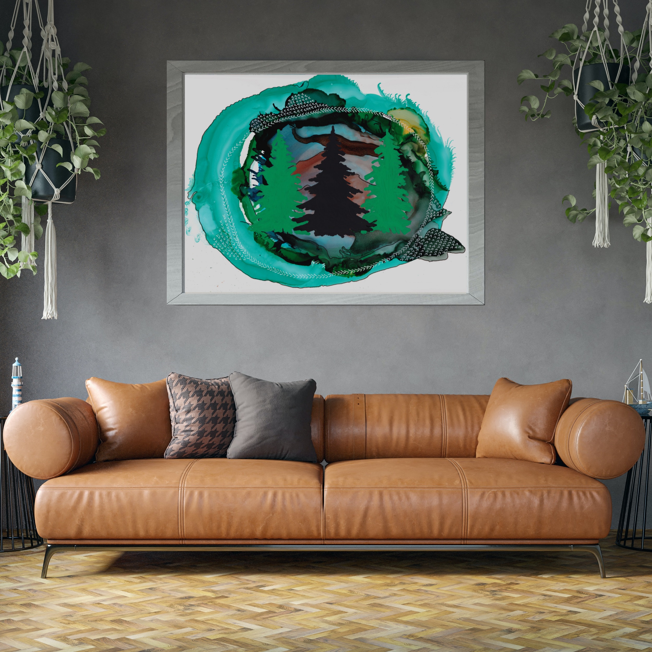 Norway Pines Surreal Green Bronze Art Print