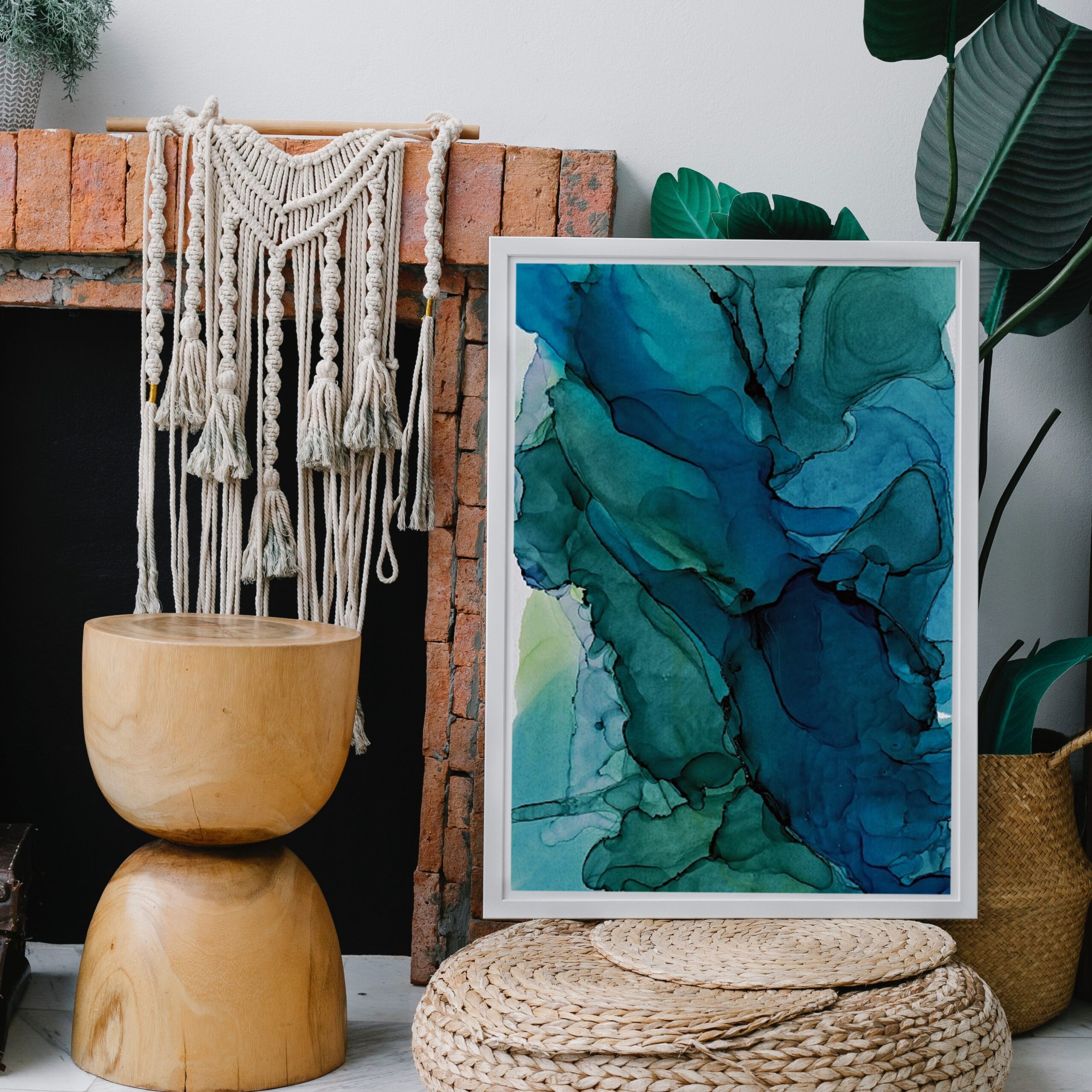 Teal and Green Abstract Art Print, Walked Away - Image 3