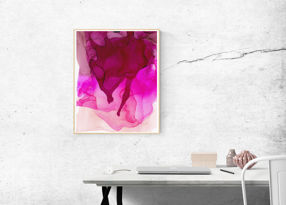 Red and Pink Abstract Art print, Blood Bath - Image 5