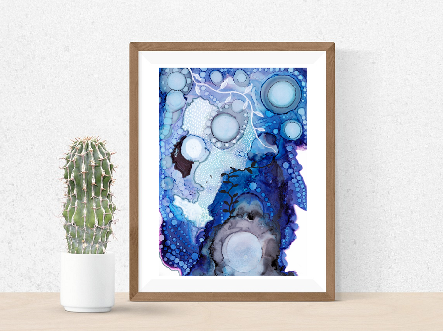 Blue Bubbles Reef Abstract Art Print, Carry Me Away - Image 4