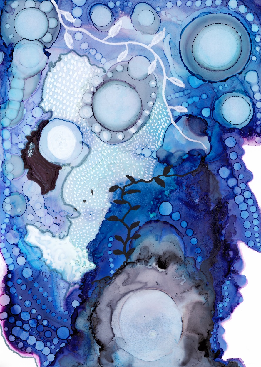 Blue Bubbles Reef Abstract Art Print, Carry Me Away - Image 3