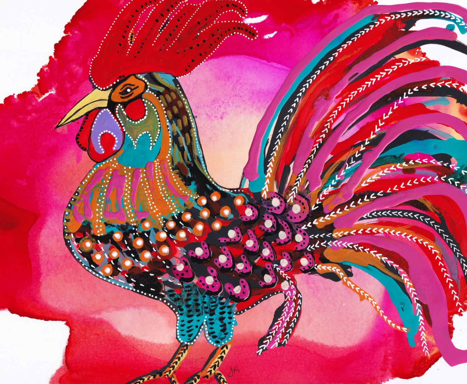Fiesta Chickens Road Island Red Rooster Art Print - Image 4