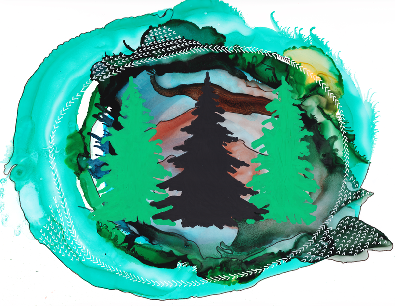 Norway Pines Surreal Green Bronze Art Print - Image 4