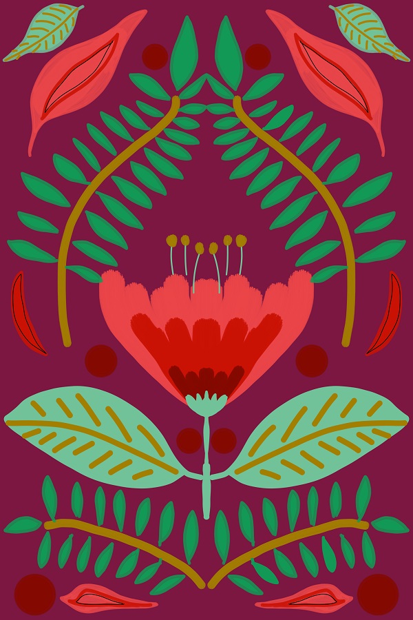 Red Tulip Floral Art Print on Magenta Background - Image 4