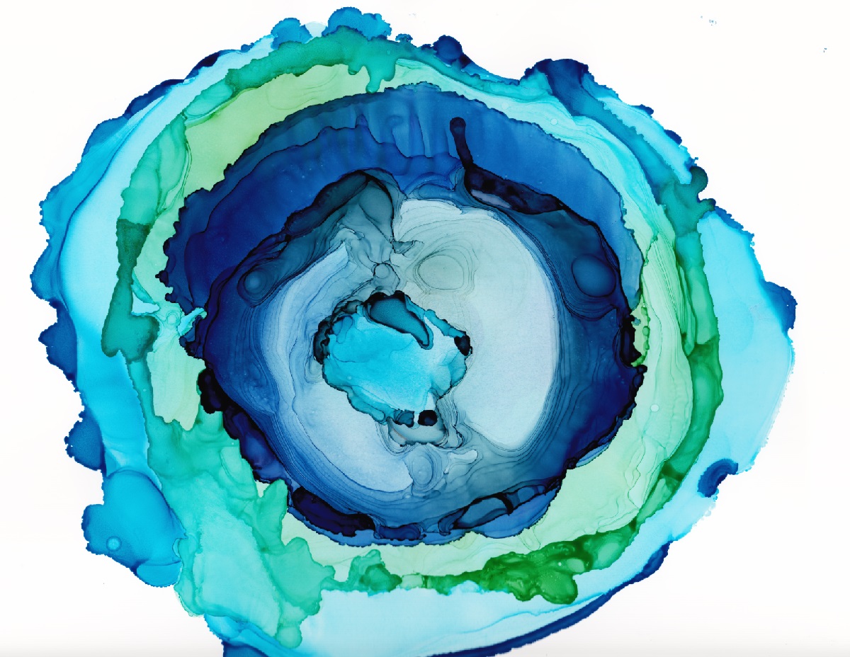 Green and Turquoise Agate Slice Abstract Print, Riptide - Image 5