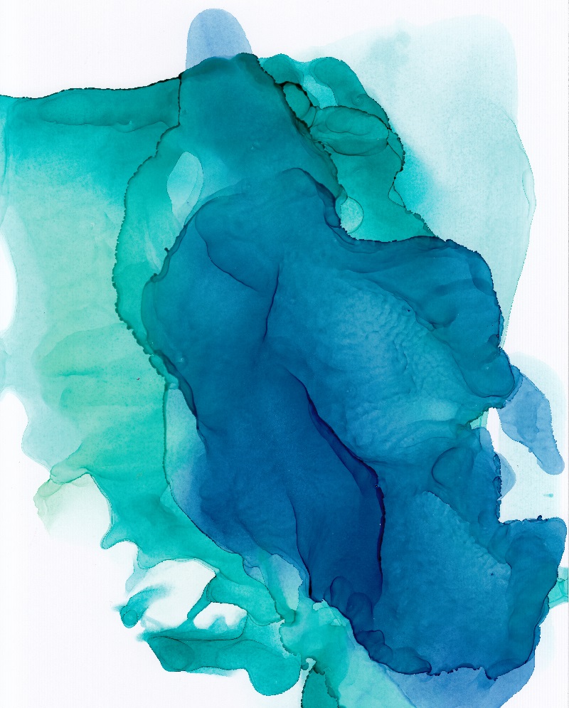 Teal Blue and Green Abstract Art Print , Teal Sunrise - Image 4