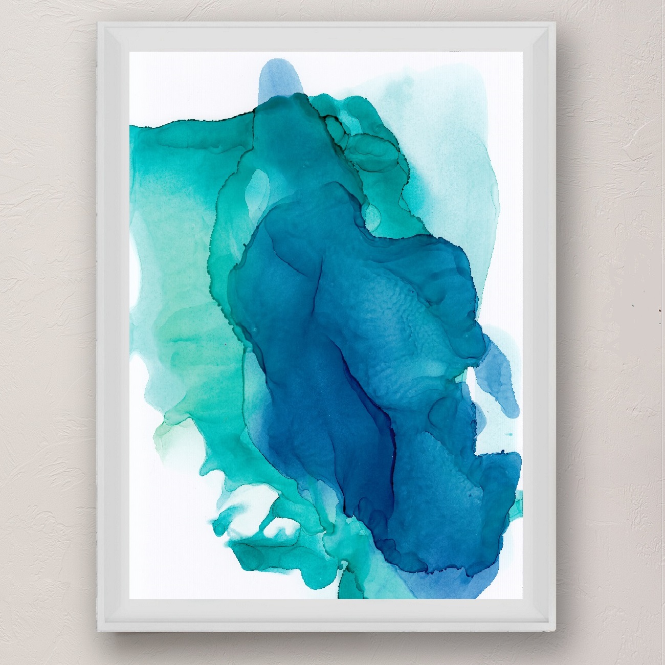 Teal Blue and Green Abstract Art Print , Teal Sunrise - Image 3