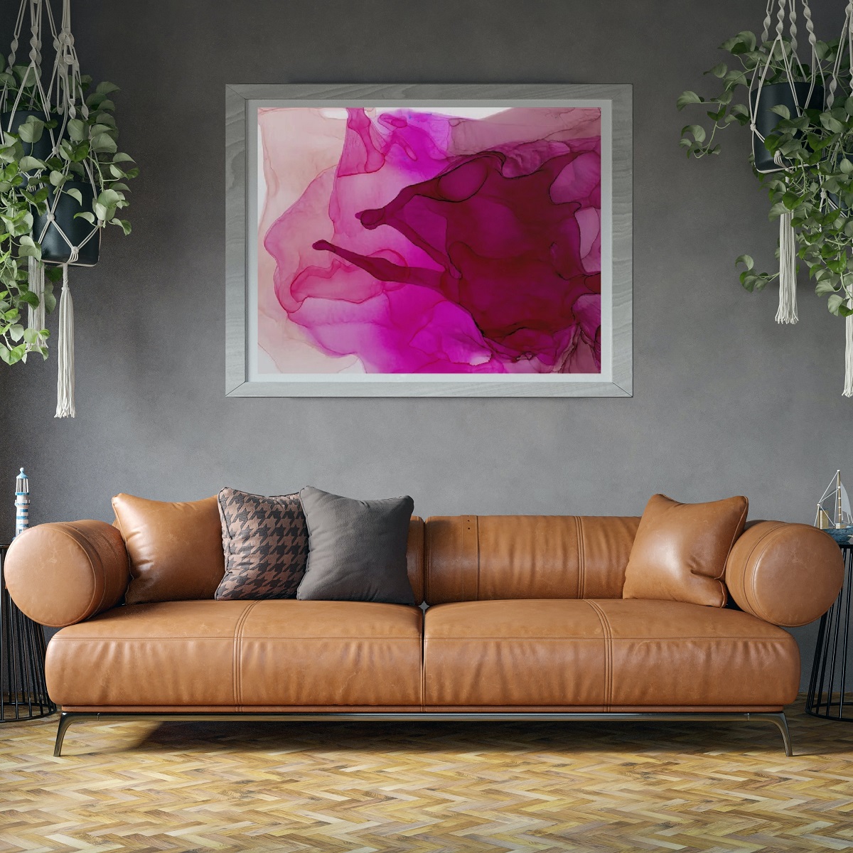 Red and Pink Abstract Art print, Blood Bath