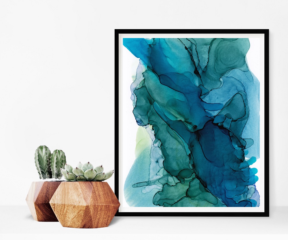 Teal and Green Abstract Art Print, Walked Away - Image 7