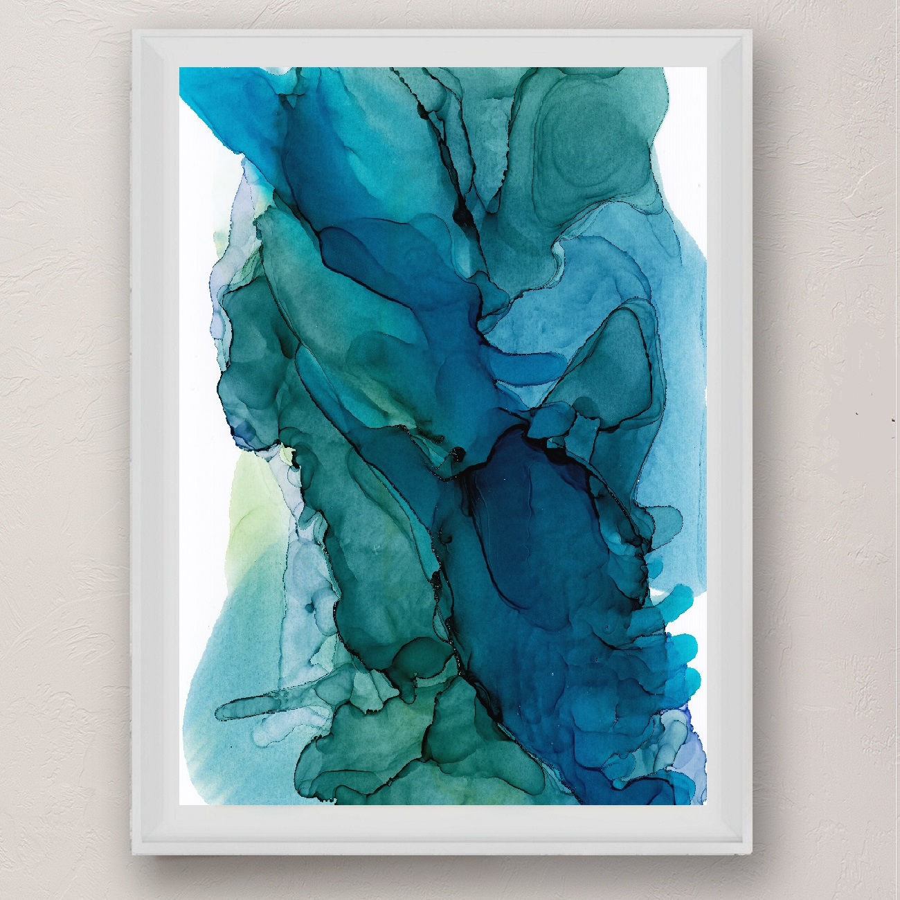 Teal and Green Abstract Art Print, Walked Away