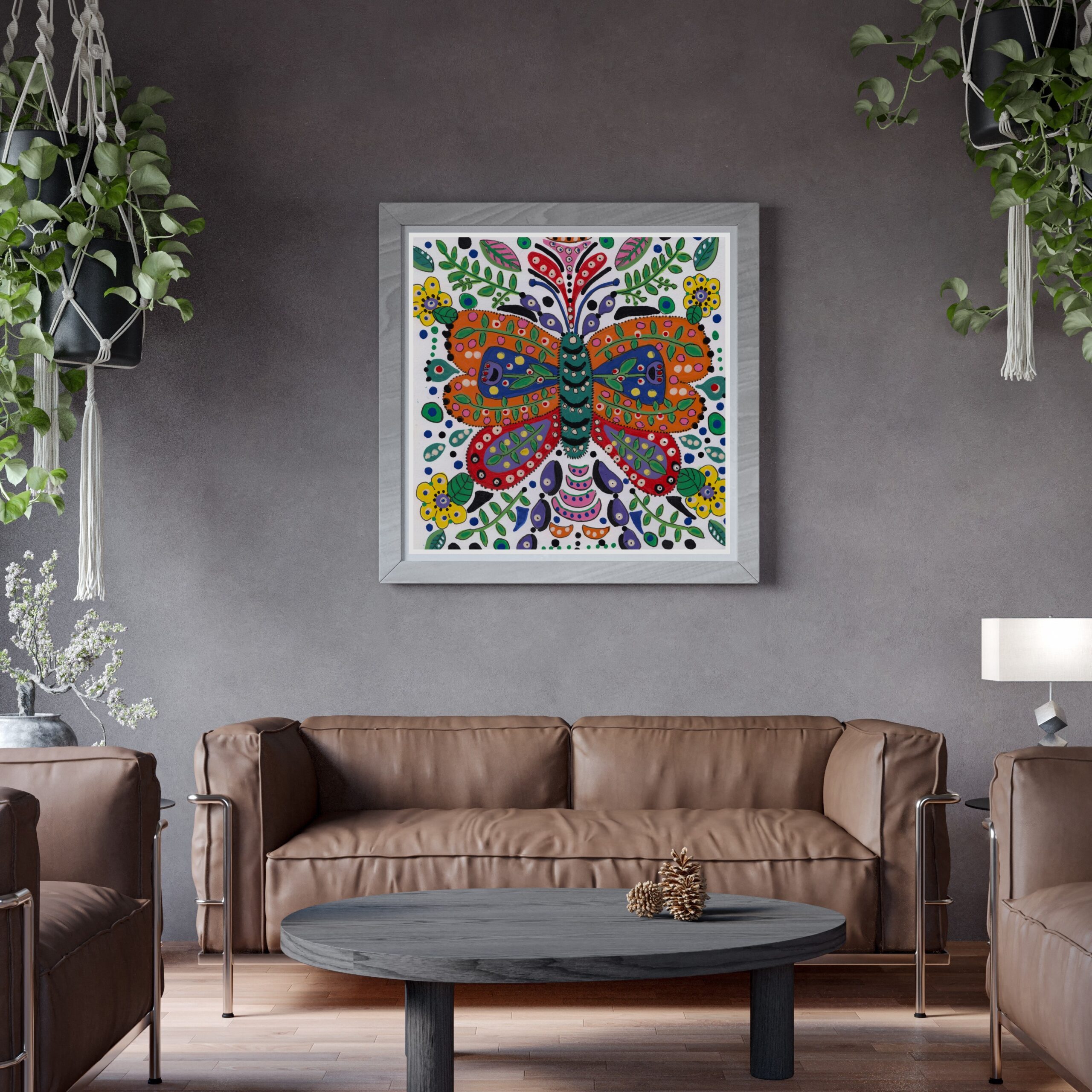 folk butterfly painting