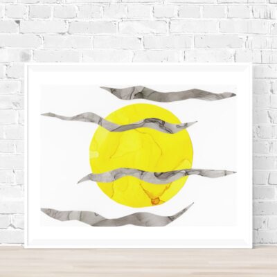 full moon collage painting