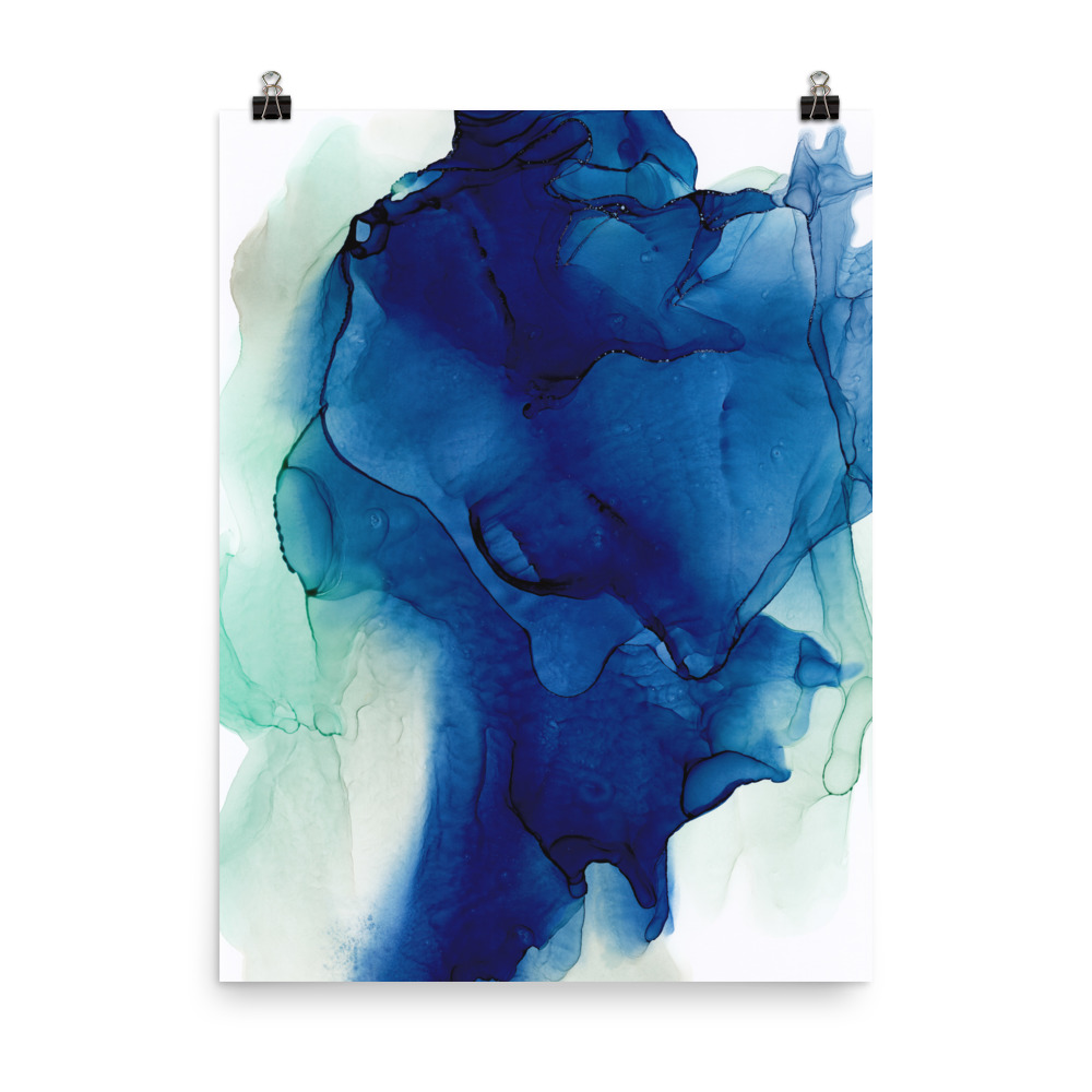 Blue Abstract Art Print, Indigo Dawn - Image 2