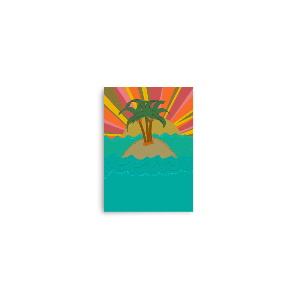 Vacation Island Sunset Illustration Art Print - Image 2