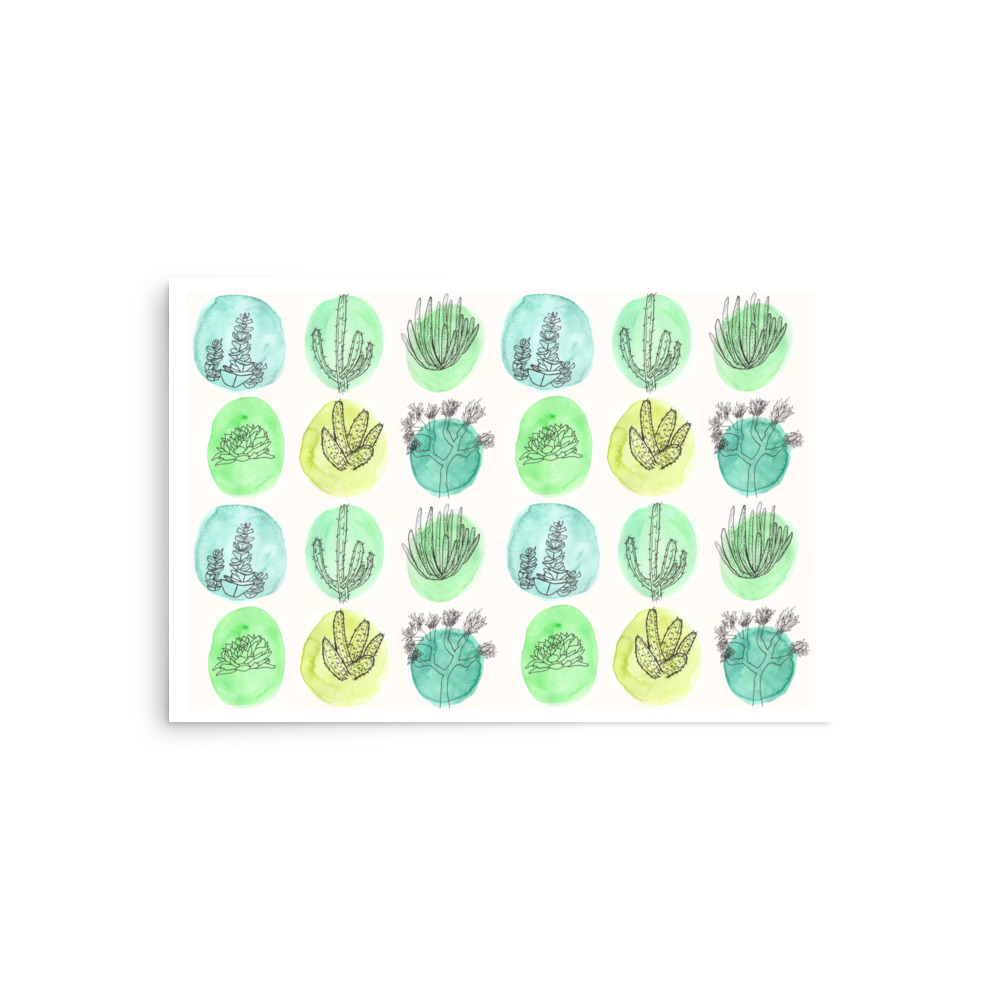 Cactus Botanical Line Drawing Watercolor Art Print - Image 8