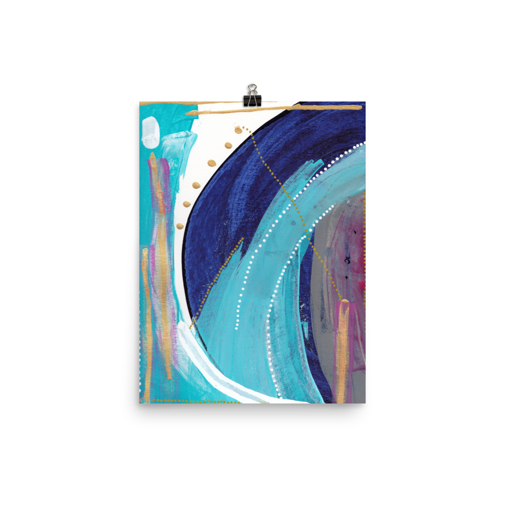 Blue and Turquoise abstract Art Print , Can't Own Me - Image 2