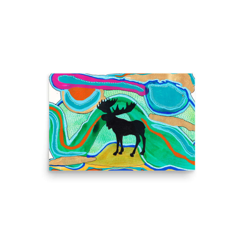 Green Psychedelic Moose Silhouette Art Print - Image 5