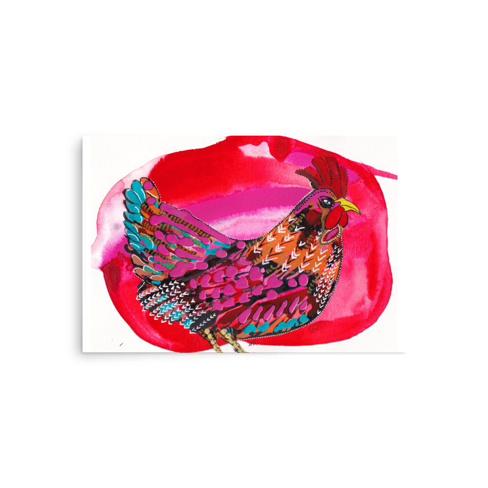 Fiesta Chickens Evil Eye Road Island Red Hen Art Print - Image 5