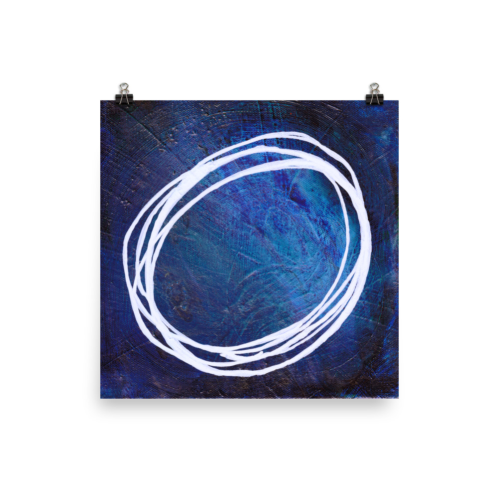 Blue White Enso Abstract Art Print, Infinity - Image 3