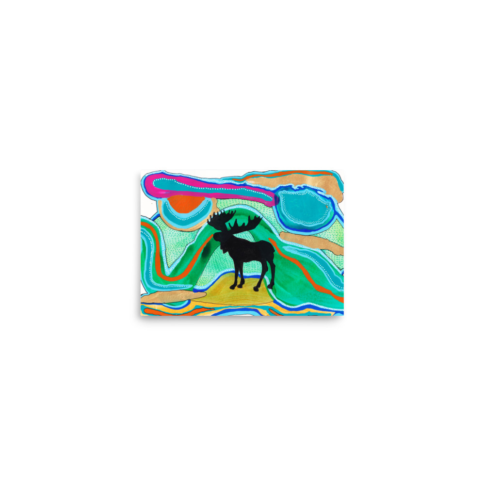 Green Psychedelic Moose Silhouette Art Print - Image 13