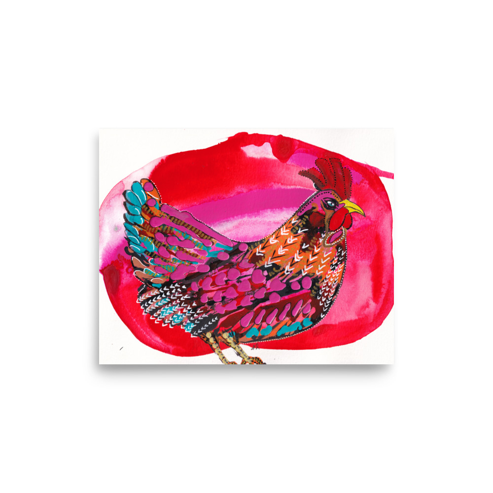 Fiesta Chickens Evil Eye Road Island Red Hen Art Print - Image 8