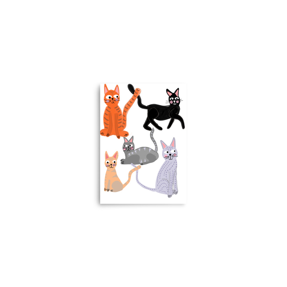 Cats and Friends White Art Print - Image 2