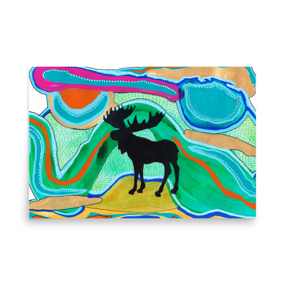 Green Psychedelic Moose Silhouette Art Print - Image 12
