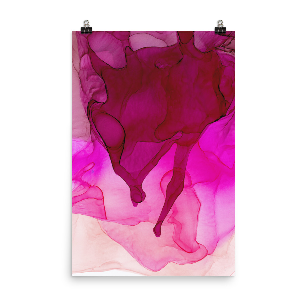 Red and Pink Abstract Art print, Blood Bath - Image 3