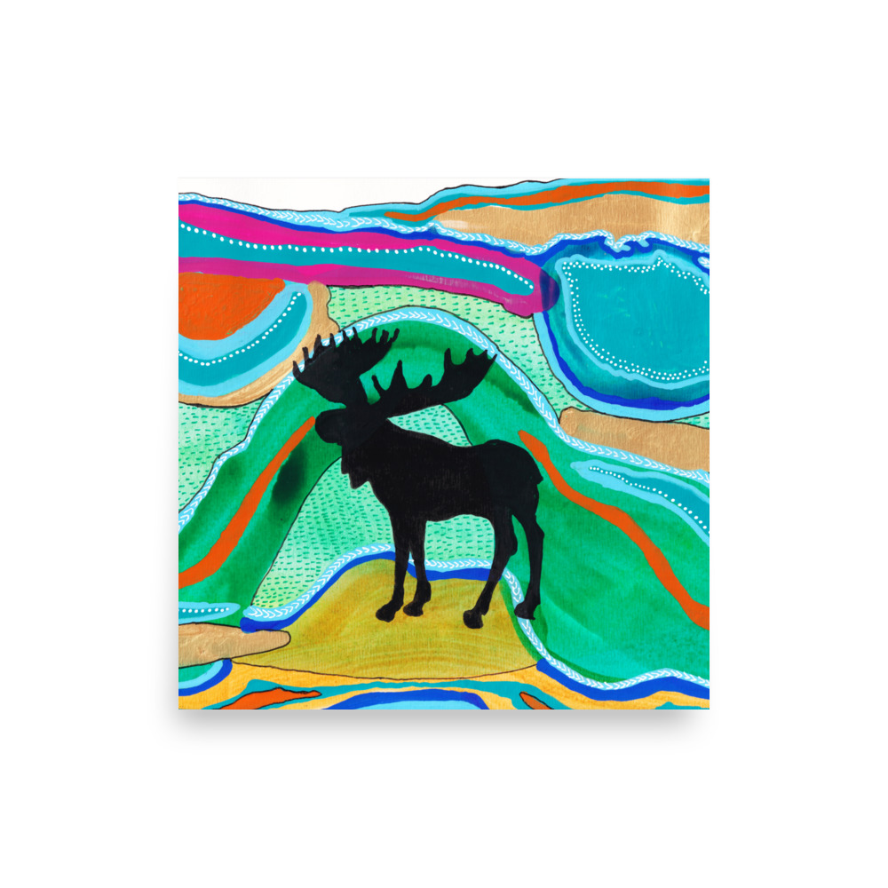 Green Psychedelic Moose Silhouette Art Print - Image 6