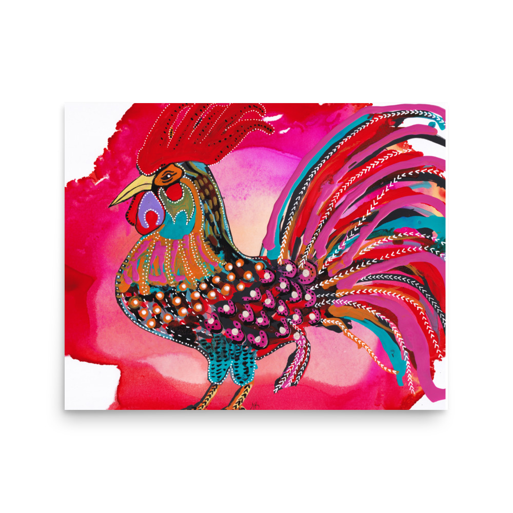 Fiesta Chickens Road Island Red Rooster Art Print - Image 2