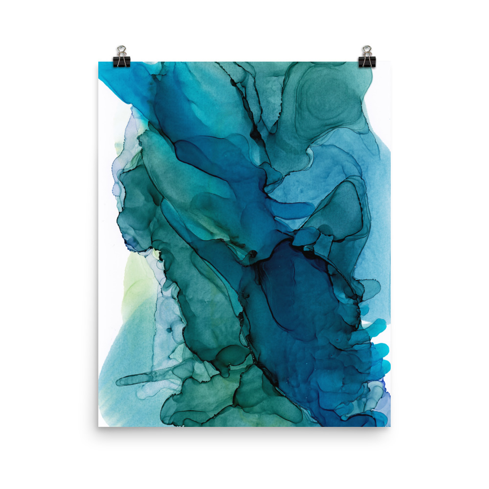 Teal and Green Abstract Art Print, Walked Away - Image 4