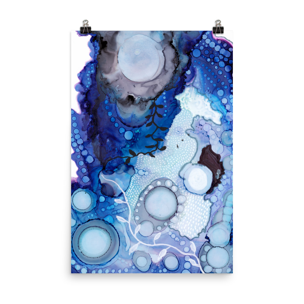 Blue Bubbles Reef Abstract Art Print, Carry Me Away - Image 2
